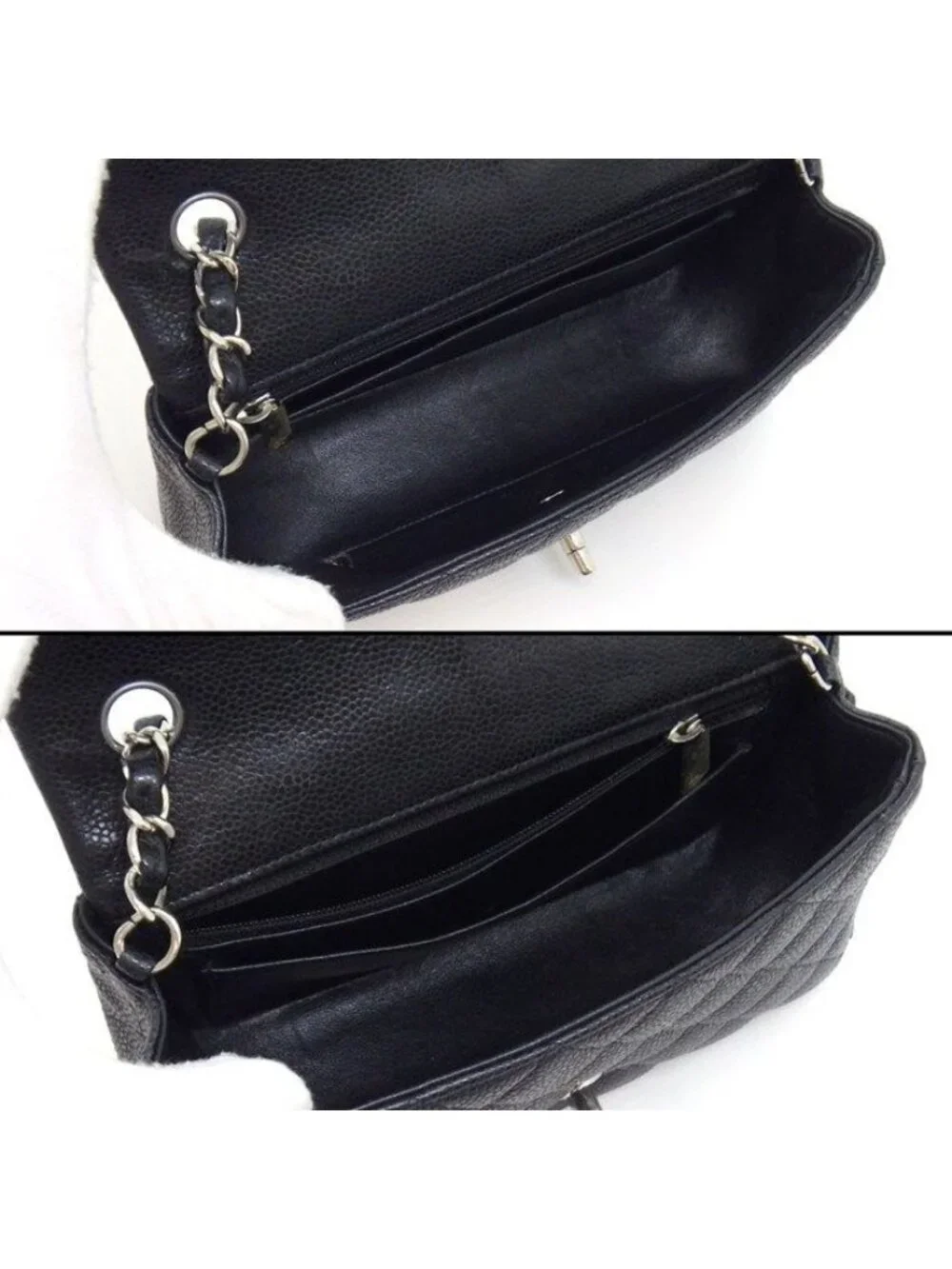 Chanel Shoulder Bag Quilted 20 Mini Classic Black Caviar Leather